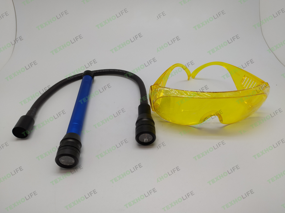 Течеискатель UV-лампа, очки, 2 фонарика RK1267