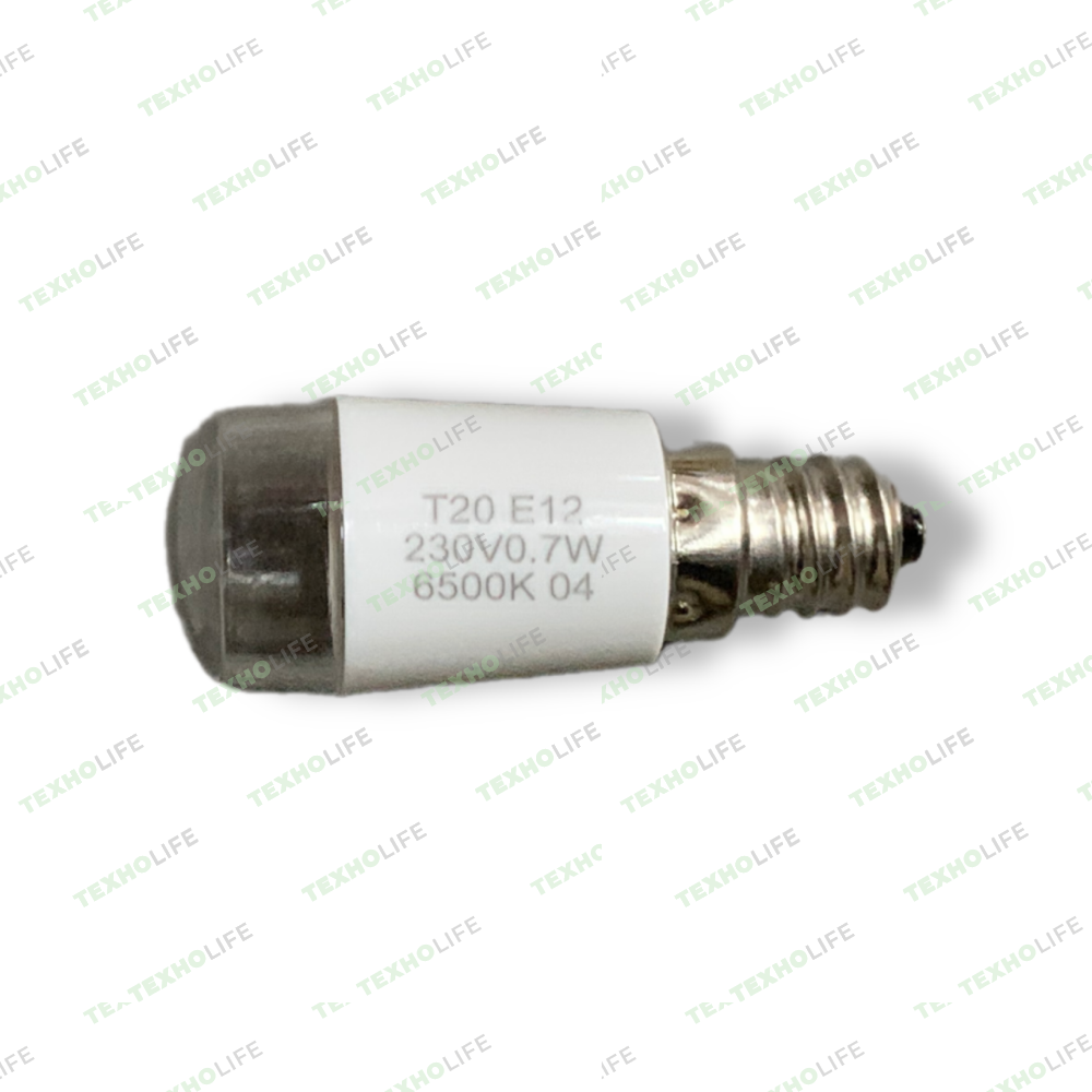 Лампа для холодильника, 6500К, 0.7W 230V, E12, LED, светодиодная