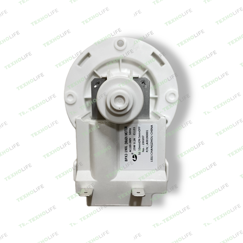 Насос стиральной машины, BPX2-190L, AC220-240V 50Hz 25W 0.2A,на 3-ех защелках, клеммы назад,оригинал