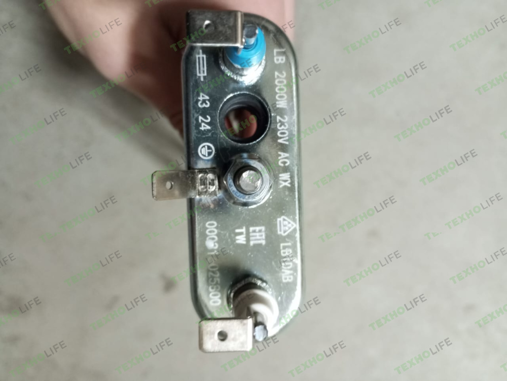 ТЭН стиральной машины, 2000W, L-205мм, прямой c отверст., Bosch 316025800, T-Control, Метал. бак