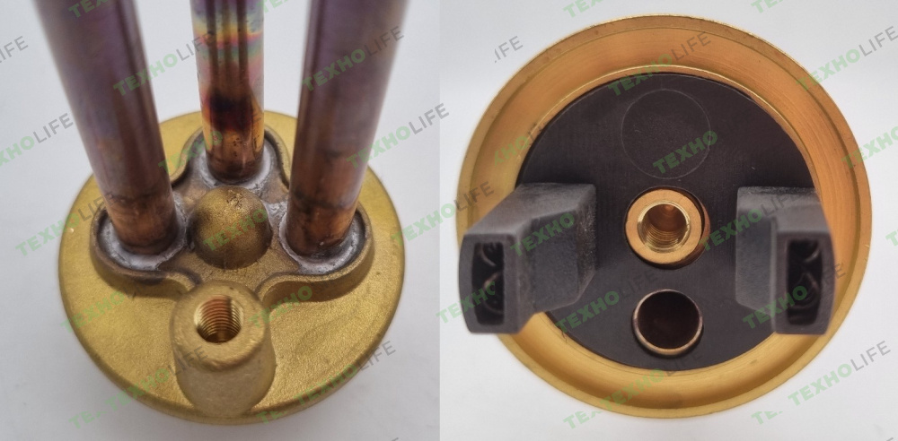 ТЭН водонагревателя, 2000W, фланец прижимной, RCF, медь, отверст. под анод M6, Китай