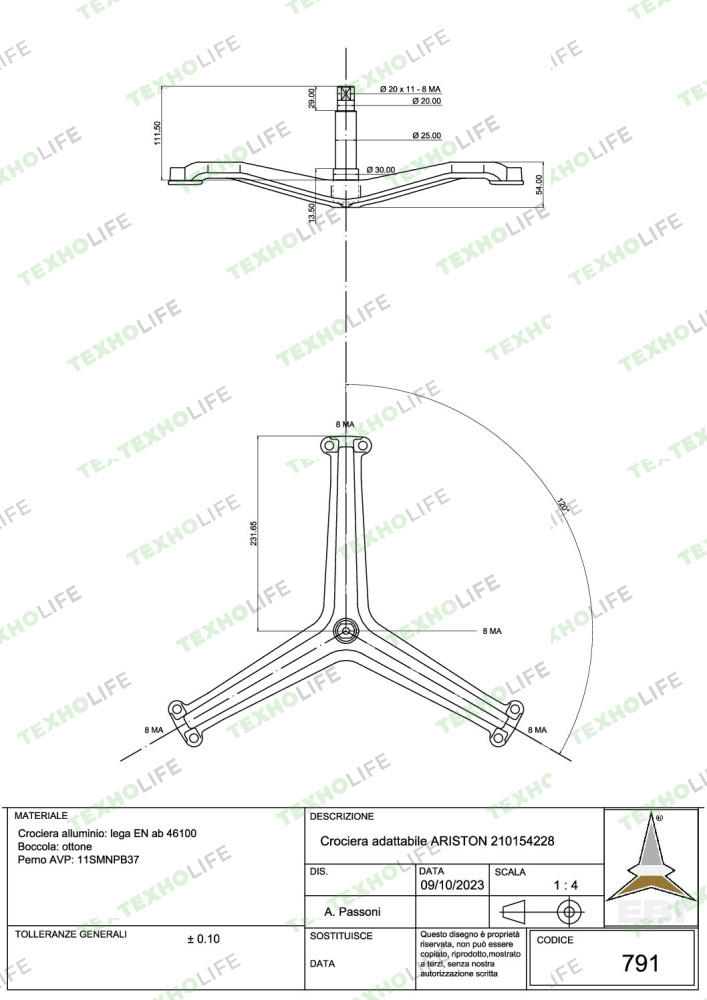 Крестовина барабана стиральной машины, Indesit, Ariston,  Cod.791, H113