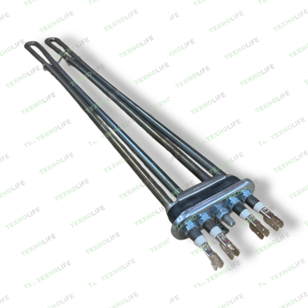 ТЭН 6000 Вт (3000+3000), 220V, для промышленной стир. маш. L-465 мм, без отверстия, Thermowatt