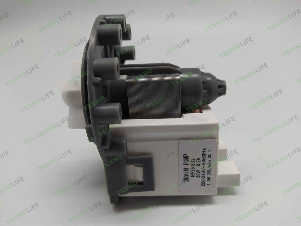 Насос стиральной машины, Универсальный, 30W, на 3-ех винтах, клеммы назад, RP25-3D2