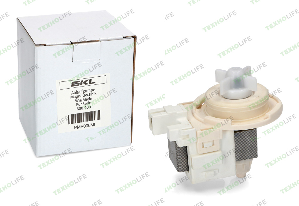 Насос стиральной машины, MIELE, 30W, на 4-ех защелках, клемы снизу, 00215431, PMP006MI