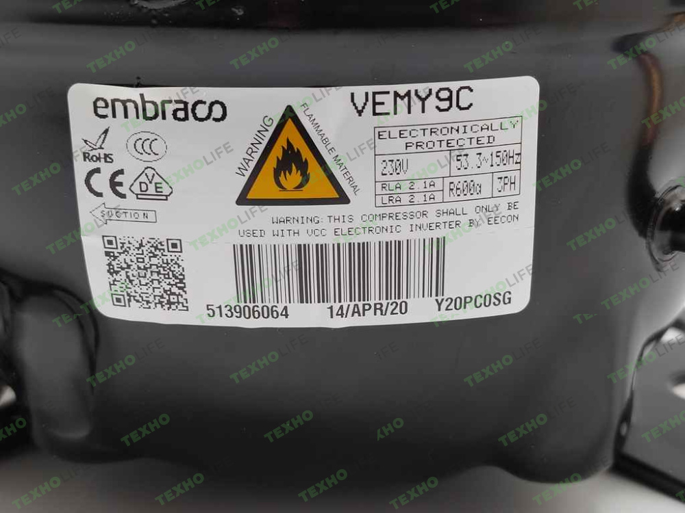 Компрессор для холодильника Haier Embraco VEMY9C инверторный с платой  0060702332