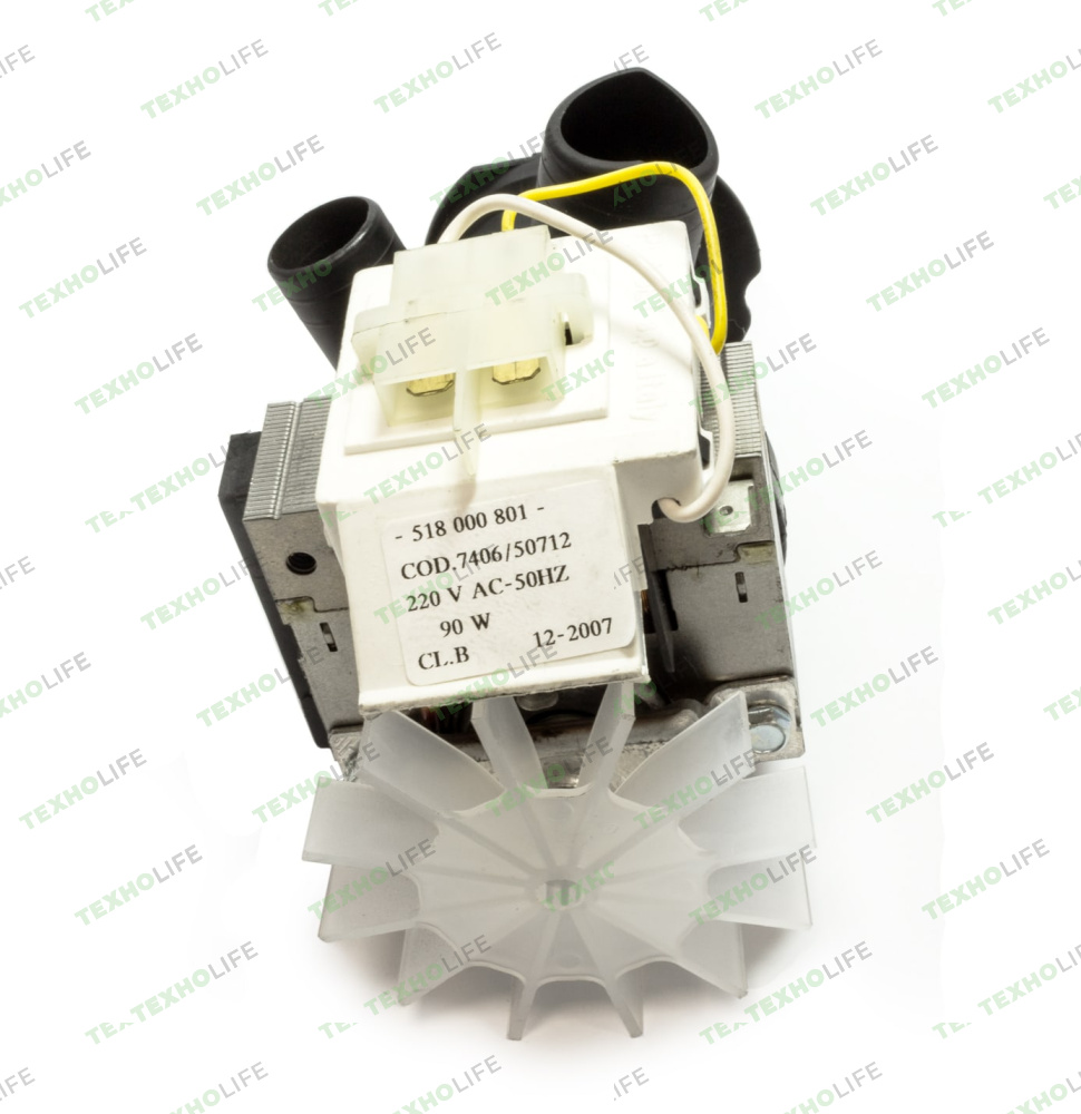 Насос стиральной машины, PLASET, 90W, на 3-ех винтах, фишка, 1.47.012.20 на модели Ariston AD5409