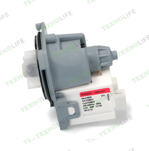 Насос стиральной машины, Askoll, 40W, 3 защелки, фишка назад, Electrolux, Zanussi, AEG, PMP003UN