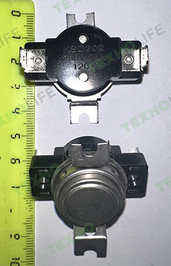 Датчик температуры, для духовых шкафов Haier Whirlpool и другие. KSD302, 120°С, 250V 25A, TR044