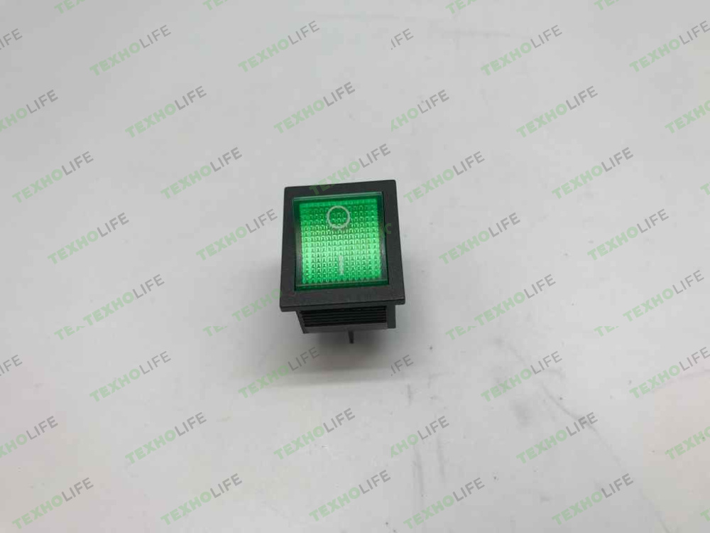 Выключатель зеленый KCD4 16А 250V, 20A 125V (4-х контакт.) клавишный