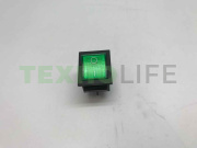 Выключатель клавишный, 16А 250V, 20A 125V (4-х контакт.), зеленый