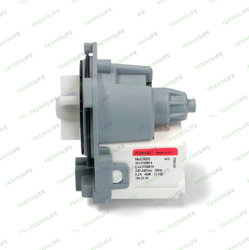 Насос стиральной машины, Askoll, 40W, на 3-ех защелках, фишка вперед, 292075, PMP002UN